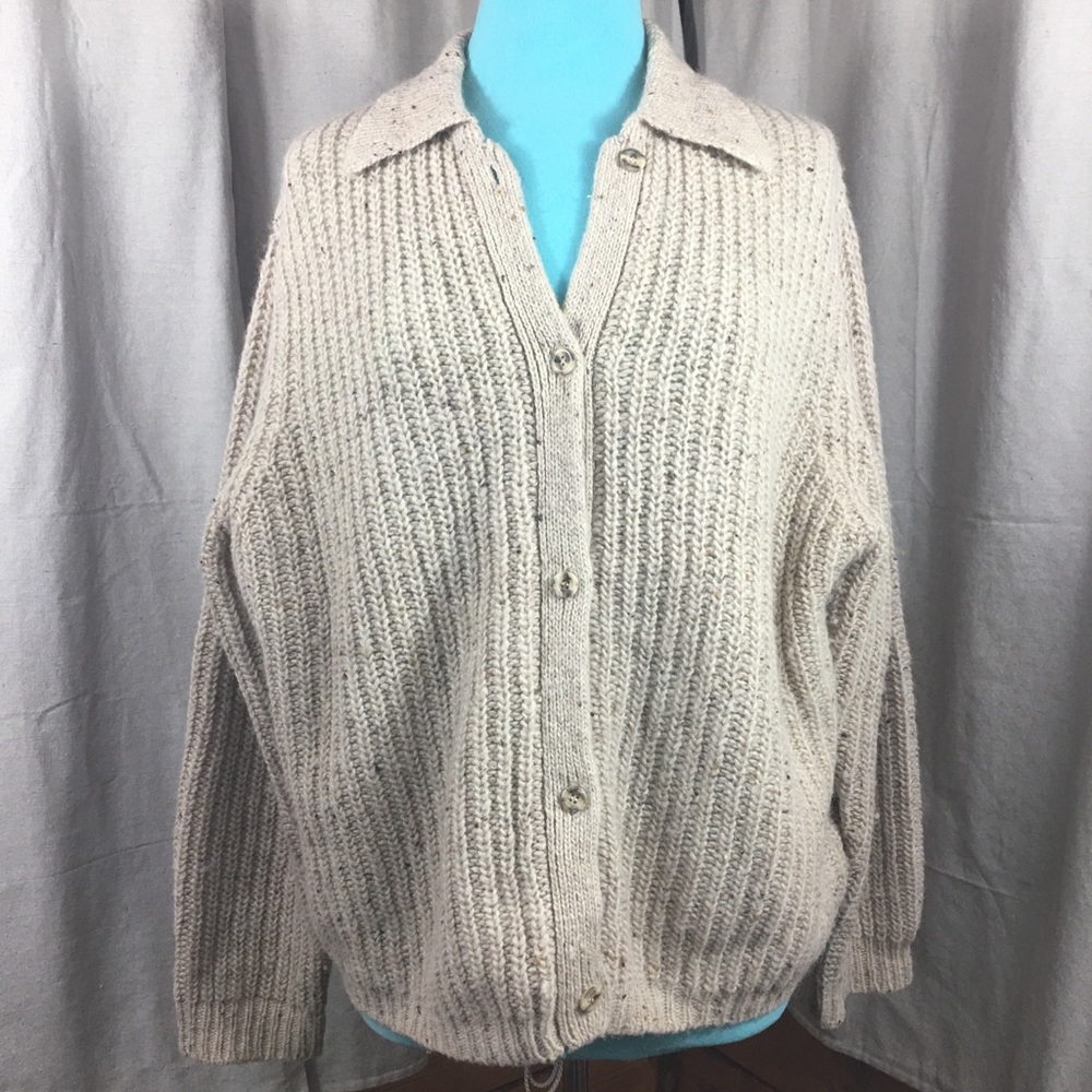 Eddie Bauer Natural Wool Sweater Cardigan | Chunky